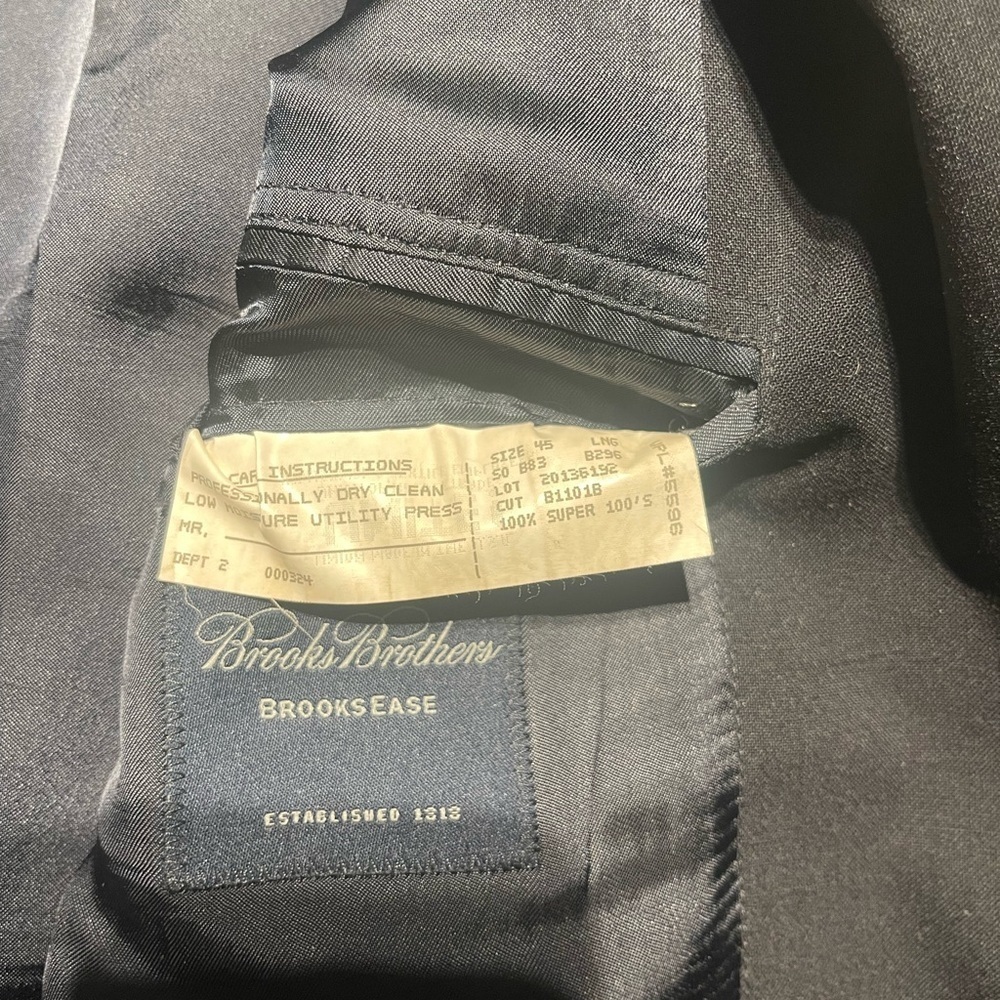 Brooks Brothers Brooks Ease Wool Dark Blue Blazer/Sports Coat Men's 45 Long USA - Picture 5 of 12